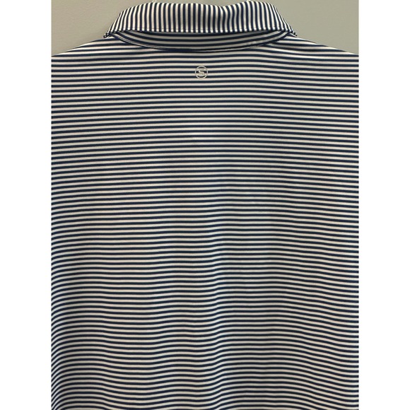 Stitch Golf Polo Shirt Mens XL Navy Blue White Striped Performance Casual - Picture 7 of 16